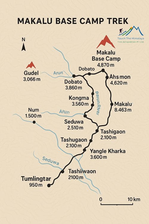 Makalu Base Camp Trek Map